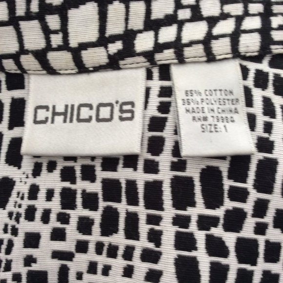 Chico's Black & White Cotton Blazer Jacket Size 1 (Women's 8 or M) NWOT - Picture 6 of 7